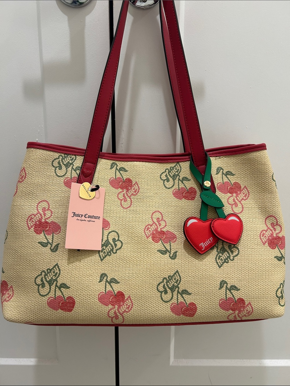 Juicy Couture Exclusive (NWT) "Juicy Paradise" Cherry Straw Tote Bag